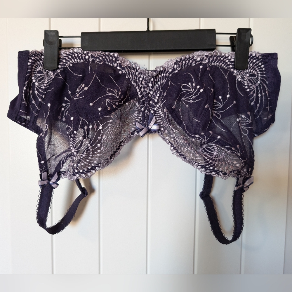 NWOTS FIT FULLY YOURS Lace Unlined Bra 38D Blue/Silver